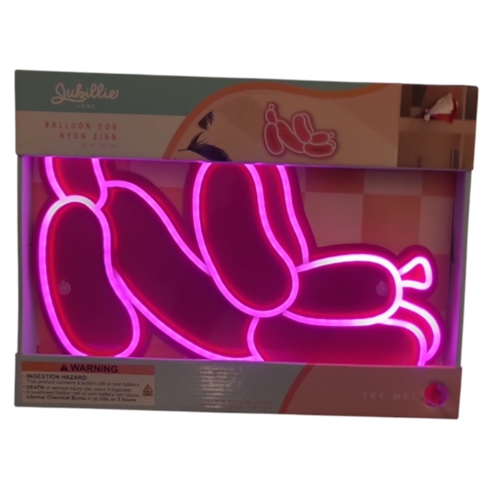 Jubillie Home Pink Balloon Dog Neon Sign